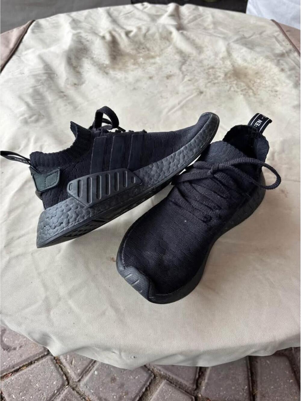 adidas NMD R1 Black Knit Sneakers with Boost Cushioning, US